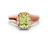 Rose gold Fancy Yellow Emerald  Solitaire Diamond Ring with Six-Prong Cathedral Setting_32
