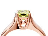 Rose gold Fancy Yellow Emerald  Solitaire Diamond Ring with Six-Prong Cathedral Setting_36