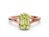 Rose gold Fancy Yellow Emerald  Solitaire Diamond Ring with Six-Prong Setting and Tapered Band_17