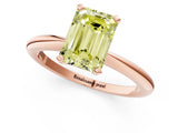 Rose gold Fancy Yellow Emerald  Solitaire Diamond Ring with Six-Prong Setting on a Classic Band 1