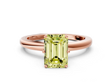 Rose gold Fancy Yellow Emerald  Solitaire Diamond Ring with Six-Prong Setting on a Classic Band_3