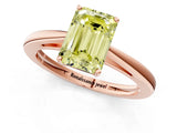Rose gold Fancy Yellow Emerald  Solitaire Diamond Ring with Split Shank and Four-Prong Setting_13