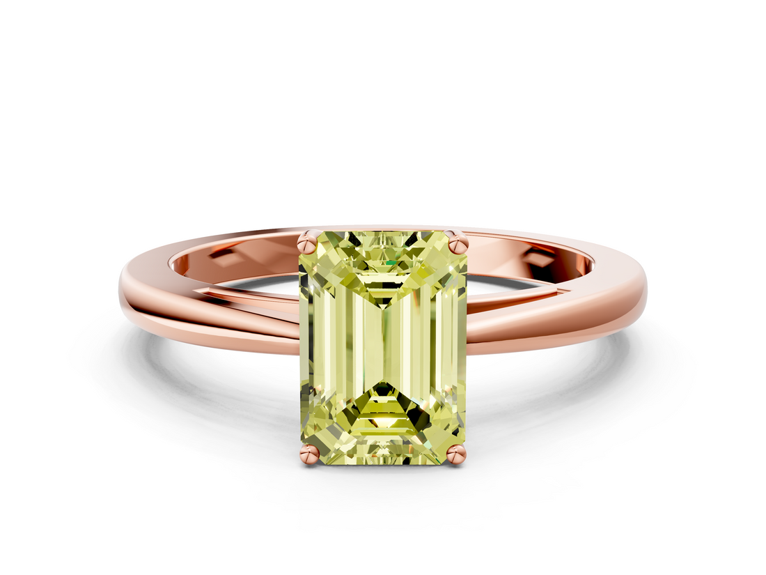 Rose gold Fancy Yellow Emerald  Solitaire Diamond Ring with Split Shank and Four-Prong Setting_20