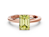 Rose gold Fancy Yellow Emerald  Solitaire Diamond Ring with Split Shank and Four-Prong Setting_20