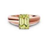 Rose gold Fancy Yellow Emerald  Solitaire Diamond Ring with Tapered Band and Four-Prong Setting_49