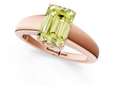 Rose gold Fancy Yellow Emerald  Solitaire Diamond Ring with Tapered Band and Four-Prong Setting_50