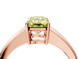 Rose gold Fancy Yellow Emerald  Solitaire Diamond Ring with Tapered Band and Four-Prong Setting_53