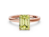 Rose gold Fancy Yellow Emerald  Solitaire Diamond Ring with Thin Band and Four-Prong Setting_3