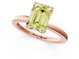 Rose gold Fancy Yellow Emerald  Solitaire Diamond Ring with Thin Band and Four-Prong Setting_4