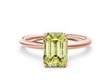 Rose gold Fancy Yellow Emerald  Solitaire Diamond Ring with a Classic Band and Four-Prong Setting 1