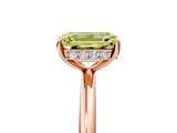 Rose gold Fancy Yellow Emerald  Solitaire Diamond Ring with a Classic Band and Four-Prong Setting
