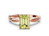 Rose gold Fancy Yellow Emerald  Solitaire Diamond Twisted Band with Four-Prong Setting_79