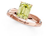 Rose gold Fancy Yellow Emerald  Solitaire Diamond Twisted Band with Four-Prong Setting_80