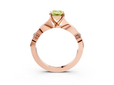 Rose gold Fancy Yellow Emerald  Solitaire Diamond Twisted Band with Four-Prong Setting_82
