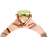 Rose gold Fancy Yellow Emerald  Solitaire Diamond Twisted Band with Four-Prong Setting_83