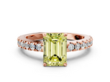 Rose gold Fancy Yellow Emerald  Solitaire Diamond with Pavé Band and Four-Prong Setting_75