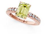 Rose gold Fancy Yellow Emerald  Solitaire Diamond with Pavé Band and Four-Prong Setting_76