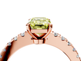 Rose gold Fancy Yellow Emerald  Solitaire Diamond with Pavé Band and Four-Prong Setting_79