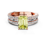 Rose gold Fancy Yellow Emerald  Solitaire Diamond with Pave and Channel Set Band_62