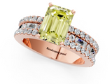 Rose gold Fancy Yellow Emerald  Solitaire Diamond with Pave and Channel Set Band_63