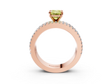 Rose gold Fancy Yellow Emerald  Solitaire Diamond with Pave and Channel Set Band_65