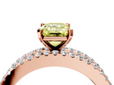 Rose gold Fancy Yellow Emerald  Solitaire Diamond with Pave and Channel Set Band_66