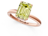 Rose gold Fancy Yellow Emerald  Solitaire Engagement Ring with Cathedral Band and Four-Prong Setting_22