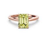 Rose gold Fancy Yellow Emerald  Solitaire Engagement Ring with Four-Prong Setting and Classic Band 1