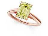 Rose gold Fancy Yellow Emerald  Solitaire Engagement Ring with Four-Prong Setting and Classic Band 2