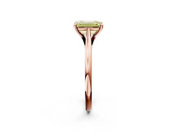 Rose gold Fancy Yellow Emerald  Solitaire Engagement Ring with Four-Prong Setting and Classic Band