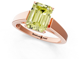Rose gold Fancy Yellow Emerald  Solitaire Engagement Ring with Four-Prong Setting and Tapered Band_4