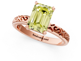 Rose gold Fancy Yellow Emerald  Solitaire Engagement Ring with Scrollwork Band and Four-Prong Setting_131