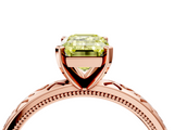 Rose gold Fancy Yellow Emerald  Solitaire Engagement Ring with Scrollwork Band and Four-Prong Setting_141