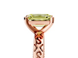 Rose gold Fancy Yellow Emerald  Solitaire Engagement Ring with Scrollwork Band and Four-Prong Setting_142