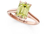 Rose gold Fancy Yellow Emerald  Solitaire Engagement Ring with Six-Prong Setting and Classic Band 2