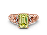 Rose gold Fancy Yellow Emerald  Solitaire Filigree Engagement Ring with Halo and Prong Setting_51