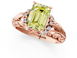 Rose gold Fancy Yellow Emerald  Solitaire Filigree Engagement Ring with Halo and Prong Setting_52
