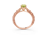 Rose gold Fancy Yellow Emerald  Solitaire Floral Milgrain Engagement Ring_34