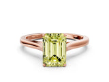 Rose gold Fancy Yellow Emerald  Solitaire Heart Prong Engagement Ring with Tapered Band_55