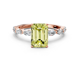 Rose gold Fancy Yellow Emerald  Solitaire Marquise Side Stone Prong Setting Ring_62