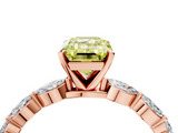Rose gold Fancy Yellow Emerald  Solitaire Marquise Side Stone Prong Setting Ring_66