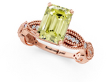 Rose gold Fancy Yellow Emerald  Solitaire Milgrain Diamond Engagement Ring with Bezel and Marquise Band_72