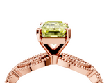 Rose gold Fancy Yellow Emerald  Solitaire Milgrain Diamond Engagement Ring with Bezel and Marquise Band_75