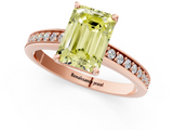 Rose gold Fancy Yellow Emerald  Solitaire Pavé Band Prong Setting Ring_21