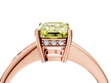 Rose gold Fancy Yellow Emerald  Solitaire Pavé Band Prong Setting Ring_24