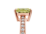 Rose gold Fancy Yellow Emerald  Solitaire Pavé Band Prong Setting Ring_25