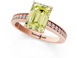 Rose gold Fancy Yellow Emerald  Solitaire Pavé Band Prong Setting Ring_50