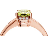 Rose gold Fancy Yellow Emerald  Solitaire Pavé Band Prong Setting Ring_53