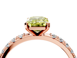 Rose gold Fancy Yellow Emerald  Solitaire Pavé Band with Four-Prong Setting_154