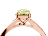 Rose gold Fancy Yellow Emerald  Solitaire Pavé Band with Four-Prong Setting_33